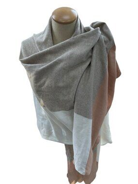 Zestt organics 100% cotton khaki Peach White color block shawl wrap 89x30